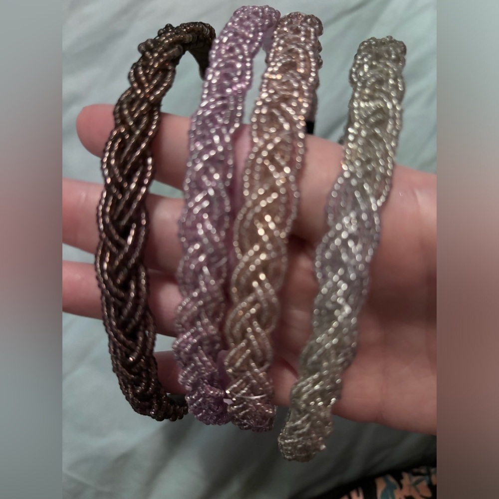 Braided beaded headbands set of 4 - Picture 1 of 6